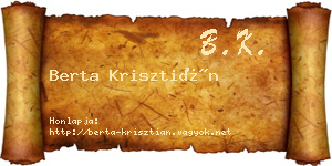 Berta Krisztián névjegykártya