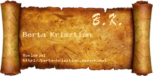 Berta Krisztián névjegykártya